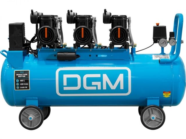 Компрессор DGM AC-6100LD безмасляный (450 л/мин, 8 атм, коаксиальный, безмасляный, электр. блок упр., ресив. 100 л, 230 В, 2,4 кВт) (DG2720-3)