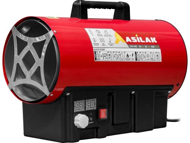 Нагреватель воздуха газовый ASILAK SLG-30000T прям., 30 кВт, термостат, переносной (Мощность 30кВт; Производительность 650 м3/ч; Тип газа: Пропан; Тер (AS6310-5)